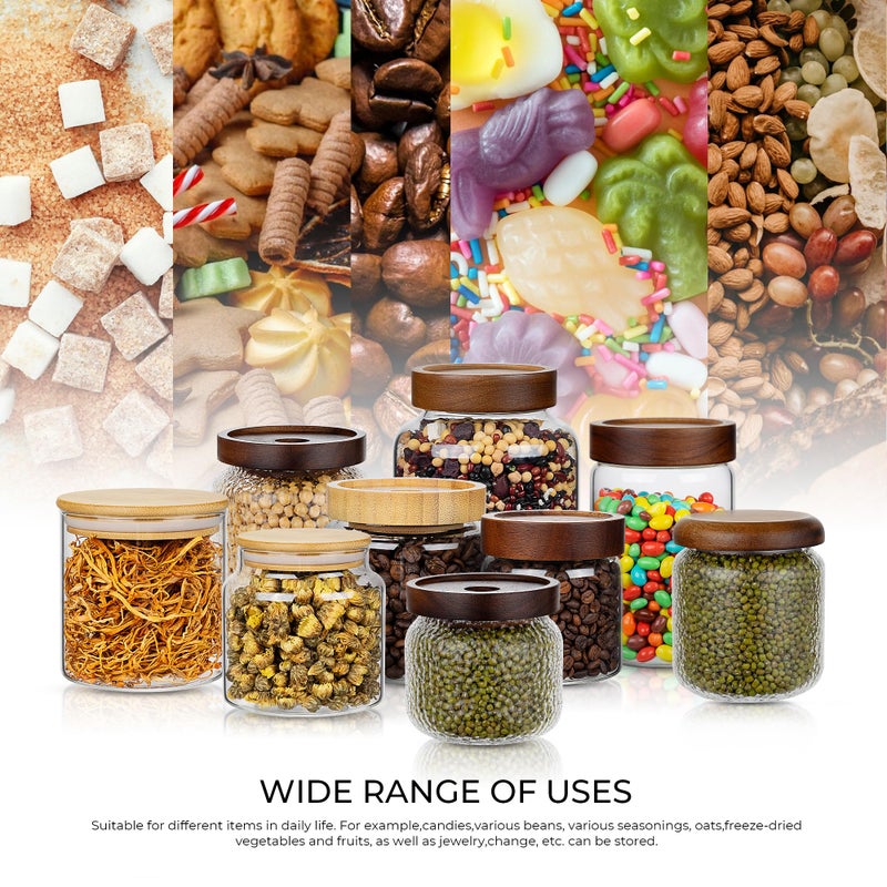 piconesper 1PC Small Glass Storage Jars with Airtight Lids, 18 fl oz (550ml) Cute Clear Glass Storage container with bamboo Lid, Glass Pantry Canister for Beans, Rice, Sugar, Cookie Coffee and etc - Image 4