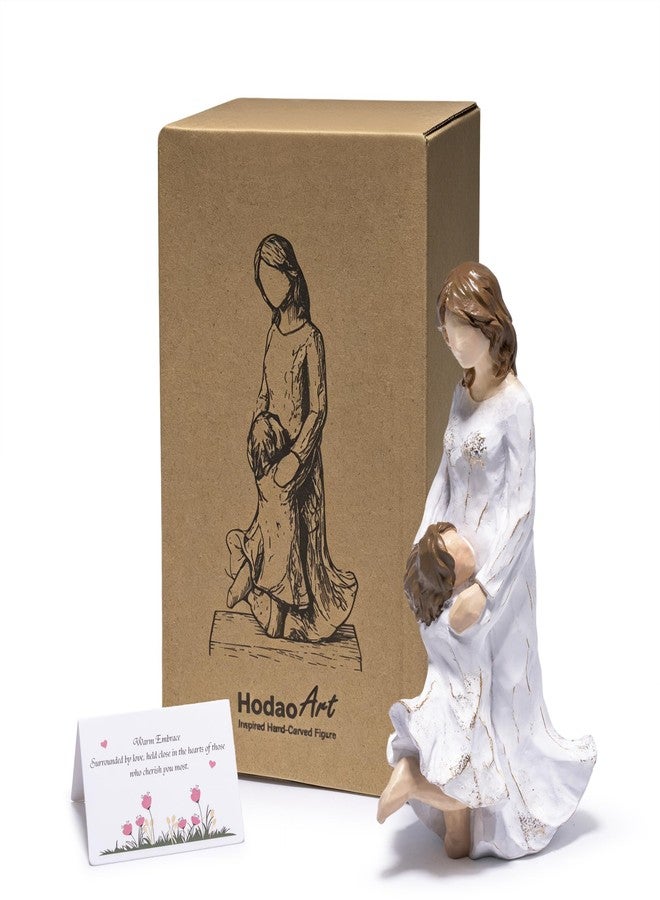 Hodao Art Mother and Child Figurine, Resin Family Sculpture with Gift Box and Card, Handcrafted Home Decor Statue for Women Mom Gift, Elegant Tabletop Decoration for All Season - Image 1
