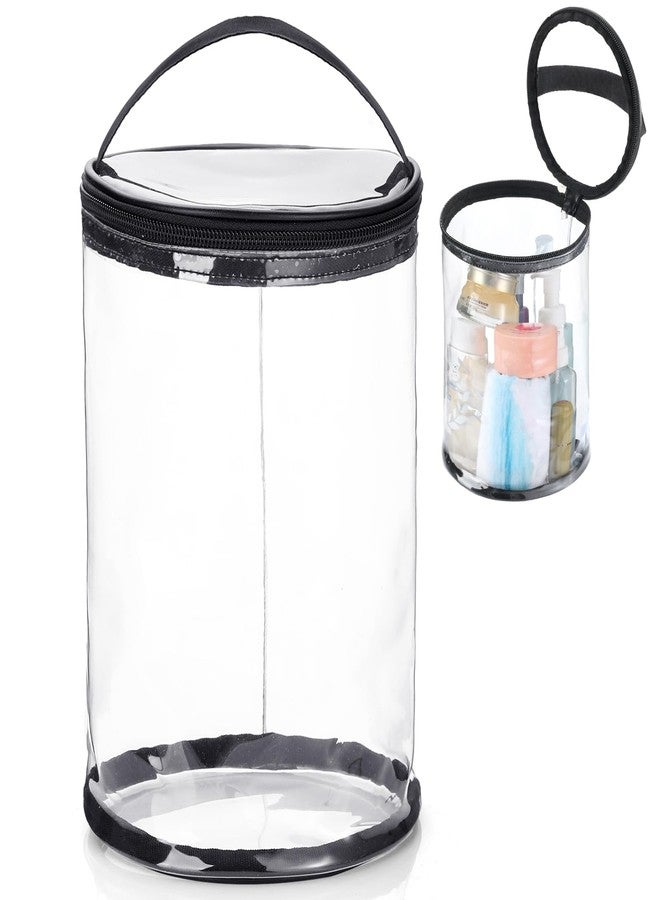 Sanwuta Clear Lotion Bag for Toiletry Cylinder Makeup Bag Heavy Duty Sunscreen Travel Organizer Pouch Waterproof Cosmetic Bag with Handle Zipper Gift for Christmas Beach Pool Airport Women(Black) - Image 1