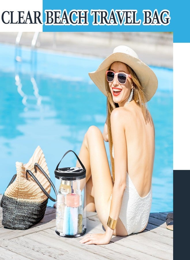 Sanwuta Clear Lotion Bag for Toiletry Cylinder Makeup Bag Heavy Duty Sunscreen Travel Organizer Pouch Waterproof Cosmetic Bag with Handle Zipper Gift for Christmas Beach Pool Airport Women(Black) - Image 3