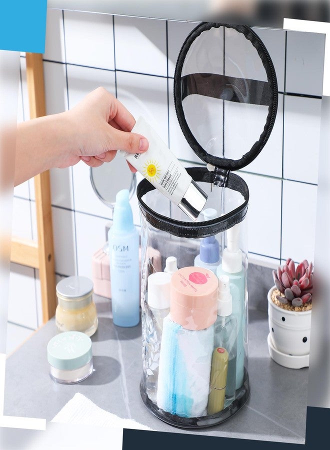 Sanwuta Clear Lotion Bag for Toiletry Cylinder Makeup Bag Heavy Duty Sunscreen Travel Organizer Pouch Waterproof Cosmetic Bag with Handle Zipper Gift for Christmas Beach Pool Airport Women(Black) - Image 5