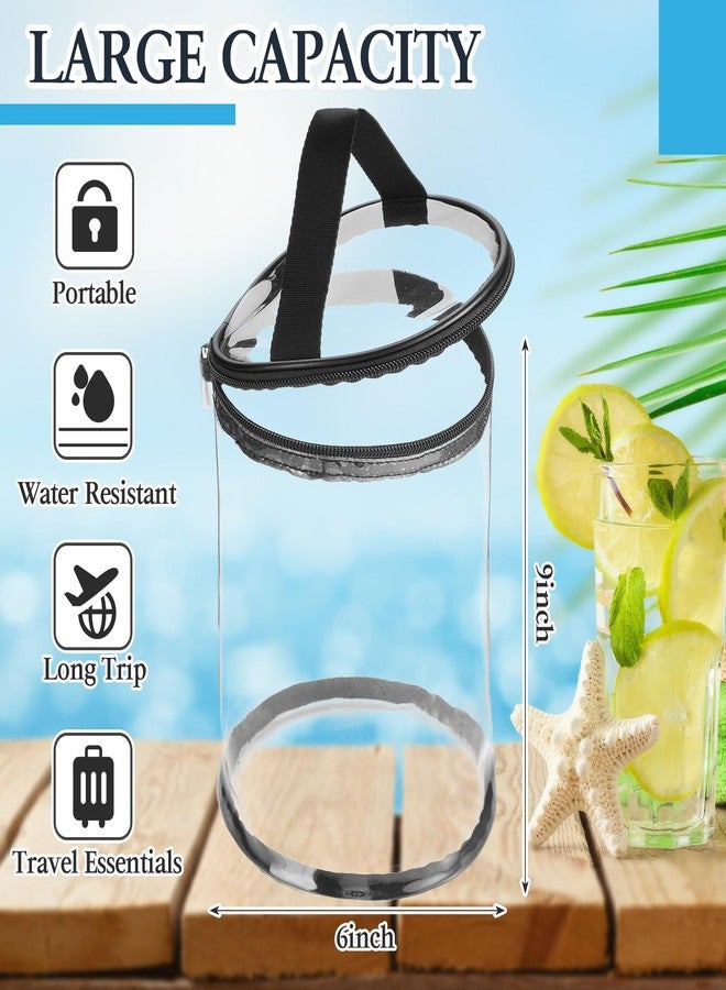 Sanwuta Clear Lotion Bag for Toiletry Cylinder Makeup Bag Heavy Duty Sunscreen Travel Organizer Pouch Waterproof Cosmetic Bag with Handle Zipper Gift for Christmas Beach Pool Airport Women(Black) - Image 2