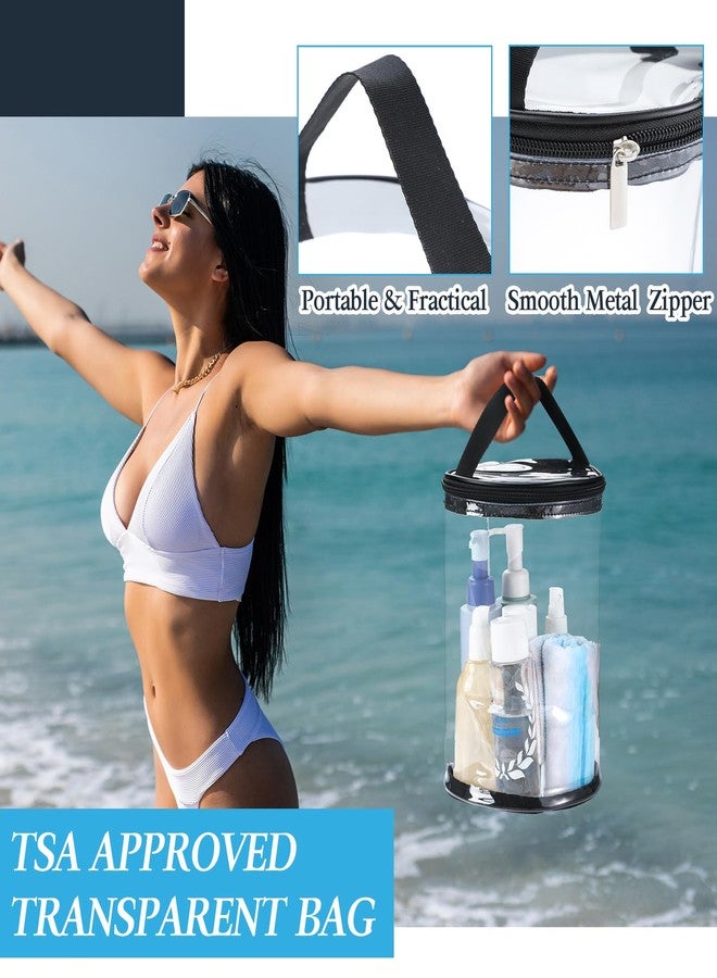 Sanwuta Clear Lotion Bag for Toiletry Cylinder Makeup Bag Heavy Duty Sunscreen Travel Organizer Pouch Waterproof Cosmetic Bag with Handle Zipper Gift for Christmas Beach Pool Airport Women(Black) - Image 4