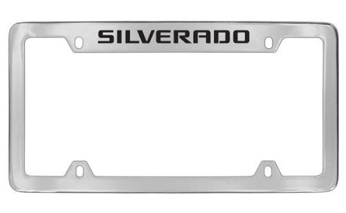 Chevrolet Silverado Chrome Plated Metal Top Engraved License Plate Frame Holder - Image 2