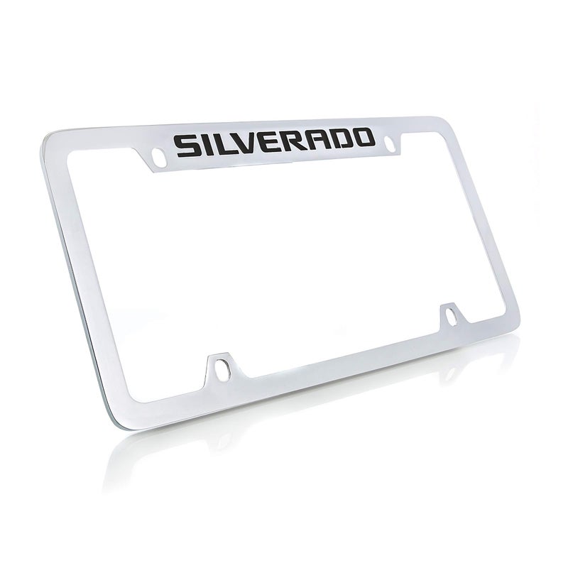 Chevrolet Silverado Chrome Plated Metal Top Engraved License Plate Frame Holder - Image 5