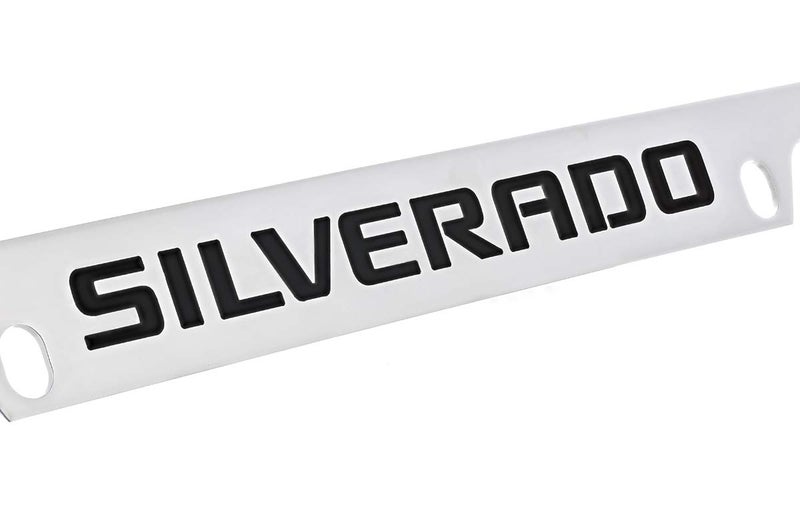 Chevrolet Silverado Chrome Plated Metal Top Engraved License Plate Frame Holder - Image 3