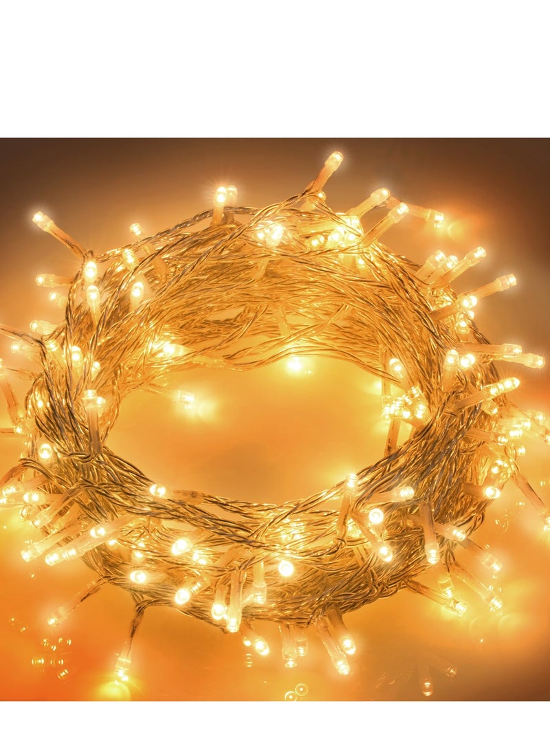 Waterproof Outdoor LED String Lights 236-Inch (40 Bulbs) - 3 Battery Box & USB Dual Power (Warm White) for Christmas/Wedding/Festival Decor - Image 1
