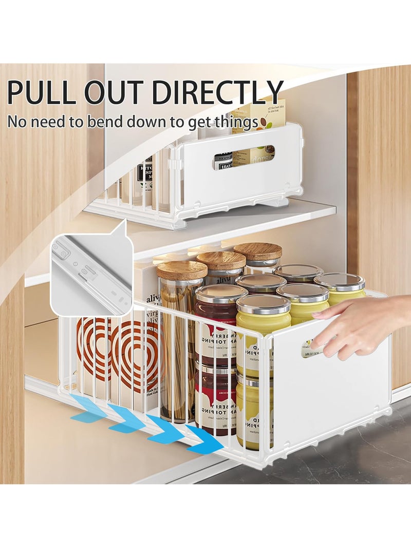 XiuWoo 2-Pieces No Drill Metal Pull-Out Cabinet Drawer Shelf Organizer, Slide Out Drawer Storage Shelves, Kitchen Storage Rack, Roll-Out Sliding Drawer, Sliding Under Sink storage with Silent Slide  - Image 5