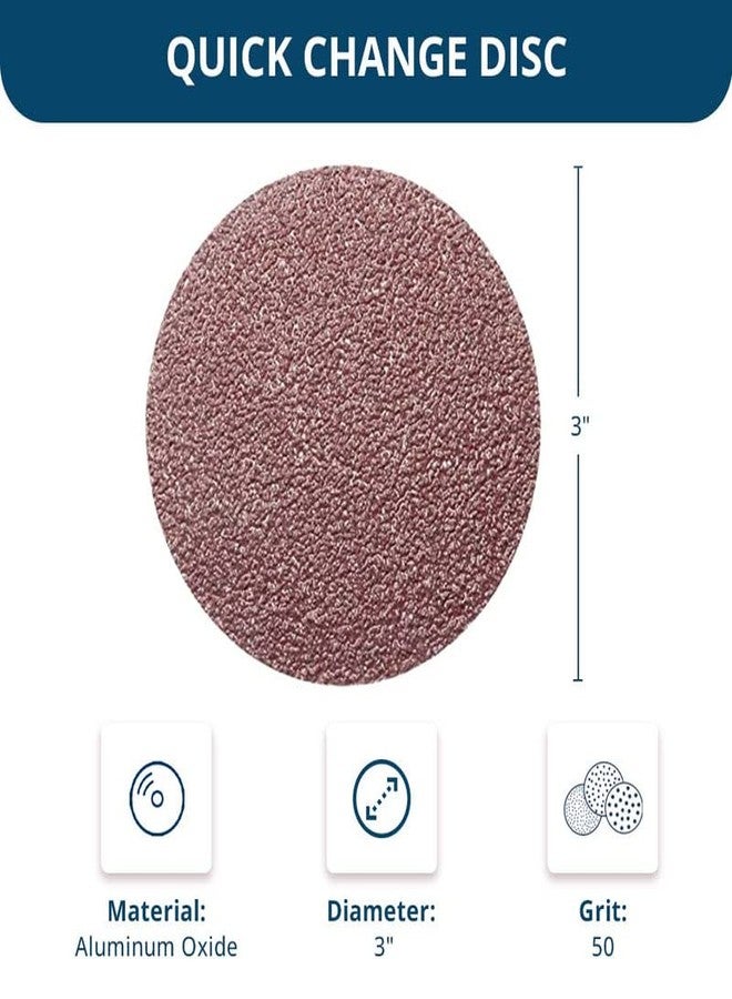 كاشطة القياس أقراص صنفرة Benchmark Abrasives مقاس 3 بوصات سريعة التغيير من أكسيد الألومنيوم - أقراص صنفرة، مثقاب وطحن قوالب أقراص صنفرة - إزالة النتوءات وتلميع وإزالة الصدأ لمزيل طلاء المعادن (عبوة من 25 قطعة)، حبيبات 50 - Image 5