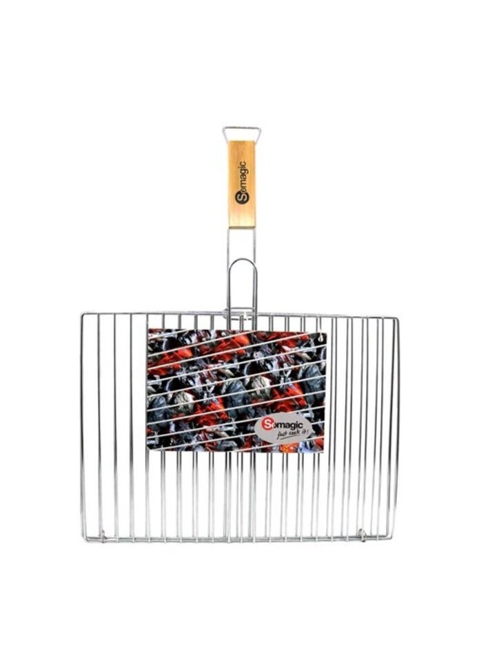 Somagic - Somagic Rectangular Double Grid Grill Silver 40x29cm - Image 1