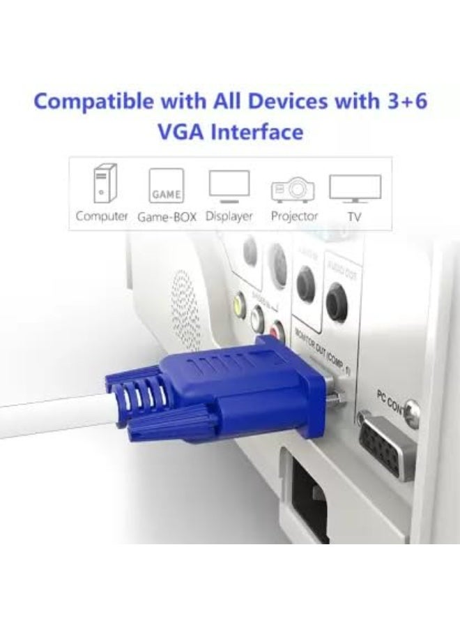 كابل VGA إلى VGA، كابل بيانات جهاز عرض الكمبيوتر، كابل فيديو ذكر إلى ذكر بطول 1.5 متر - Image 2