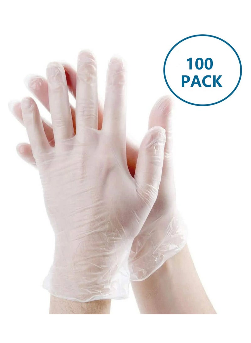 Disposable Vinyl Gloves, Heavy Duty, Non Sterile Latex-Free, Powder-Free, Food Safe, Medical use, Home and Cleaning ,100 Count  - Image 1