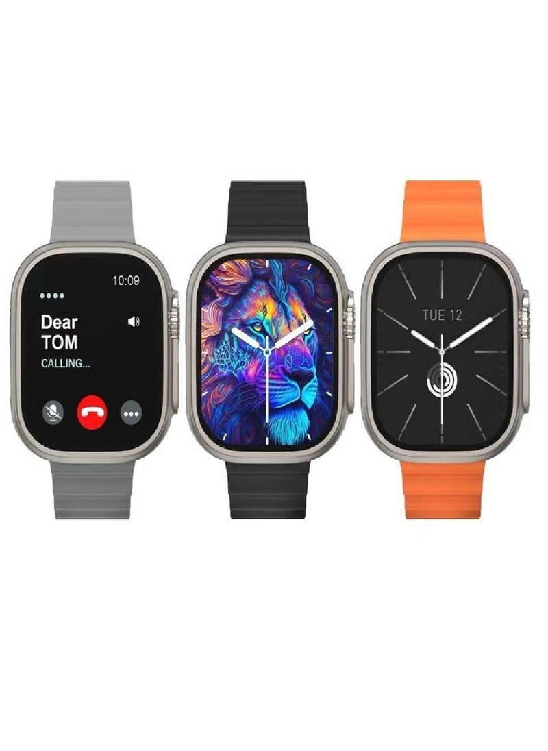 Haino Teko - New Smart Watch, SQ10 Ultra 2 with 4 pairs Strap, AMOLED Display and Wireless Charger for Men’s Silver - Image 1