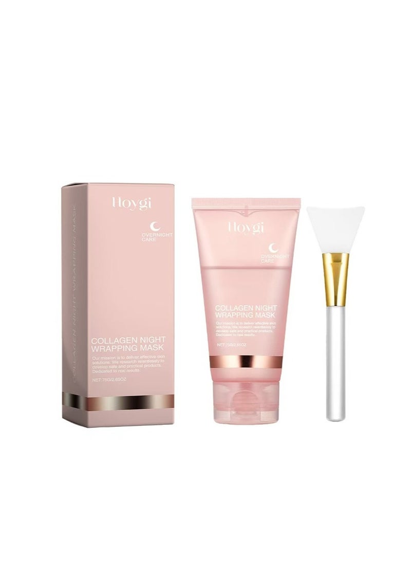 Hoygi - Collagen Night Wrapping Mask 75ml, Overnight Collagen Wrapping Mask, Korean Peel Off Facial Mask, Deep Collagen Hydration Lifting Firmness Tear Off Mask, 2.53 fl.oz (1pc) - Image 1