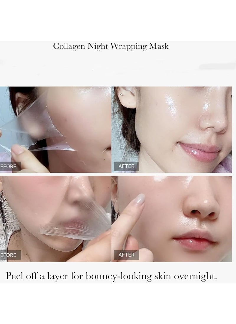 Hoygi - Collagen Night Wrapping Mask 75ml, Overnight Collagen Wrapping Mask, Korean Peel Off Facial Mask, Deep Collagen Hydration Lifting Firmness Tear Off Mask, 2.53 fl.oz (1pc) - Image 1