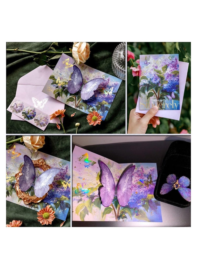 SYOSI 3D Pop Up Butterfly Greeting Card with Envelope for Friends, Foldable Popup Celebration Cards for Birthday, Graduation, Wedding, Anniversary, Thank You,Valentine's Day, All Occasio (Purple) - Image 4