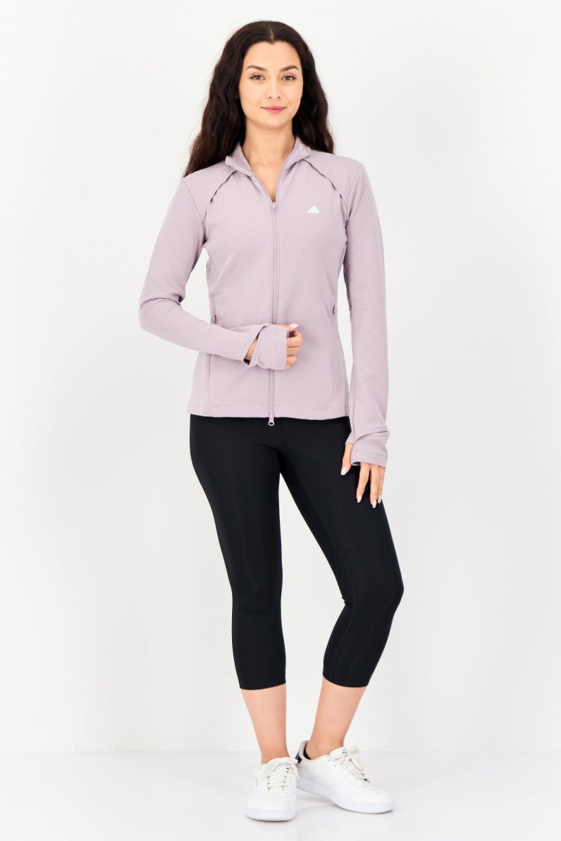 Adidas جاكيت تدريب للنساء من ماركة لياقة بدنية بشعار، لافندر - Image 4