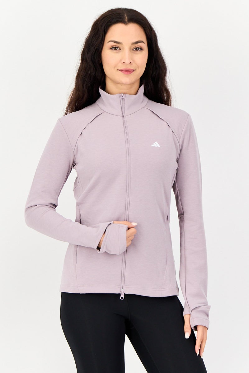 Adidas جاكيت تدريب للنساء من ماركة لياقة بدنية بشعار، لافندر - Image 1