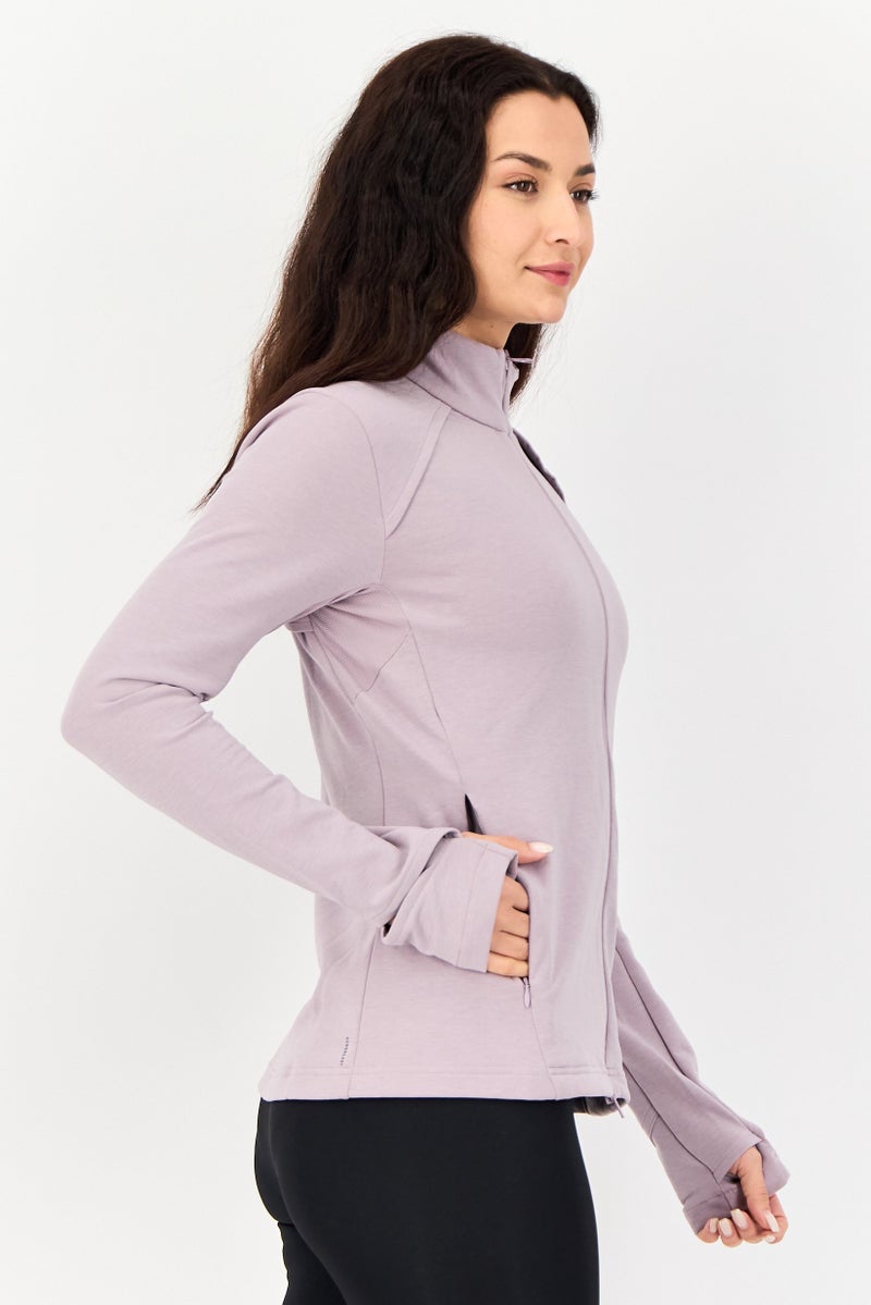 Adidas جاكيت تدريب للنساء من ماركة لياقة بدنية بشعار، لافندر - Image 2