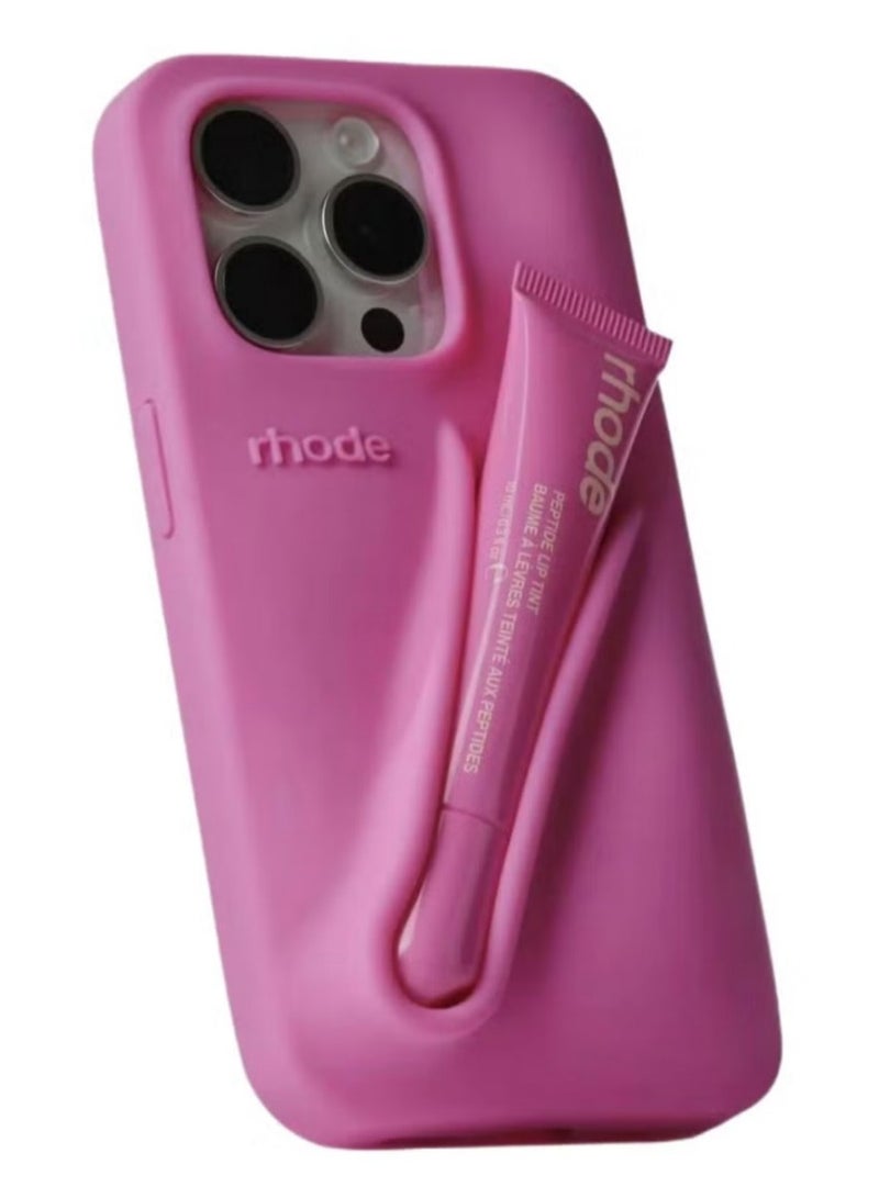 rhode Silicone Lip Balm Holder for Phone, Adhesive Back Sticker for Lip Balm, Stick-On Phone Case Accessory for iPhone (Shortcake) - Image 1