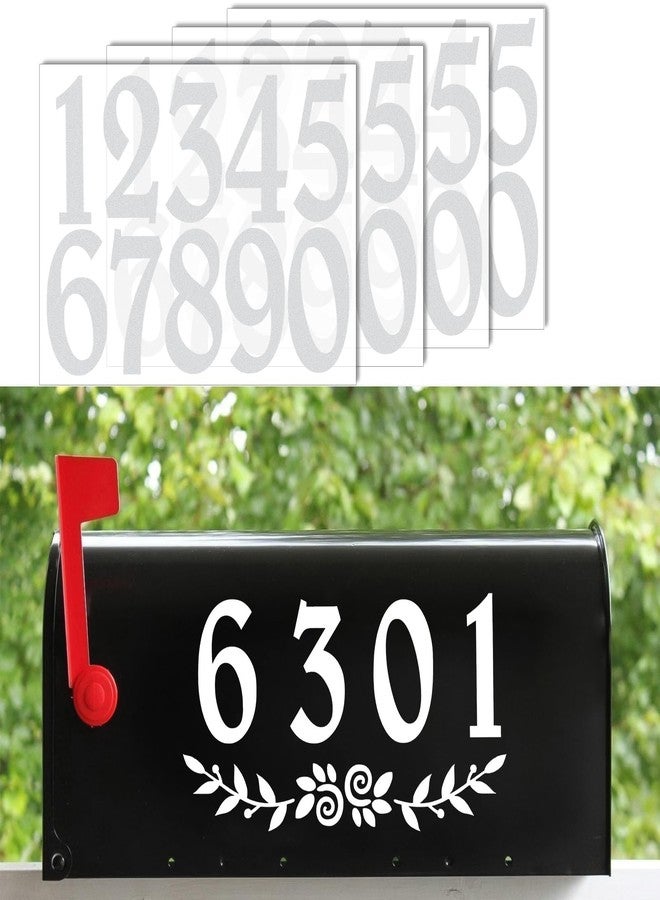 HLARTNET 2 Inch Reflective White Mailbox Numbers Stickers, 4 Set Waterproof Rustic Mailbox Decal, Self Adhesive Vinyl Number for Mail box, Door, Garbage Bins - Image 1