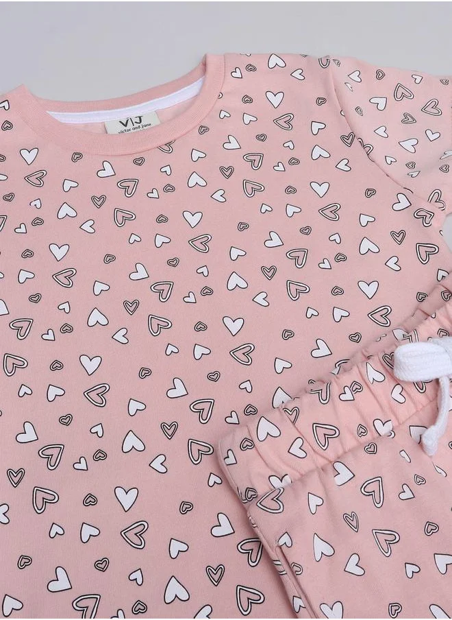 victor and jane All-Over Printed Cotton T-Shirt and Pyjama Set
