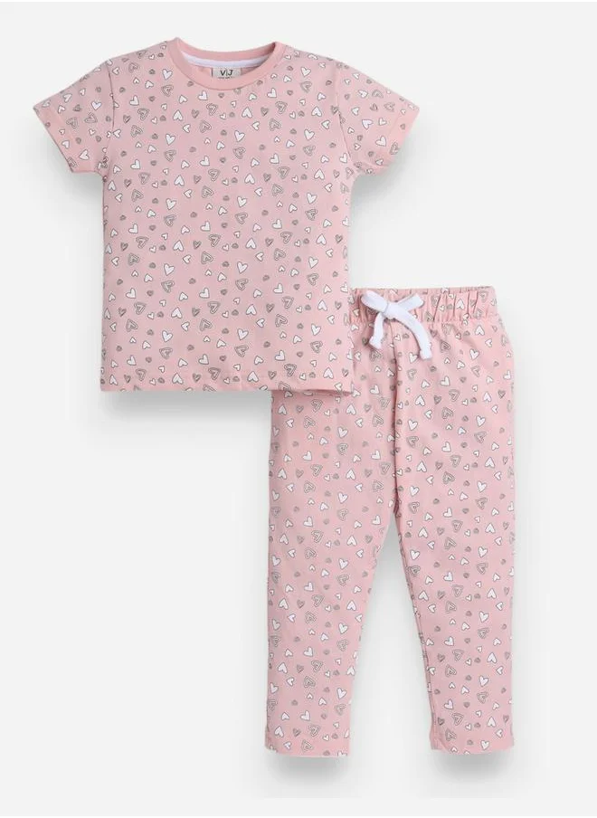 victor and jane All-Over Printed Cotton T-Shirt and Pyjama Set