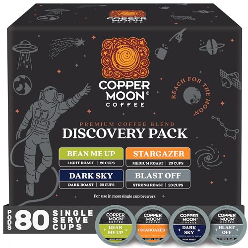 Copper Moon Single Serve Coffee Pods for Keurig K-Cup Brewers, Light, Medium & Dark Roast, Discovery Variety Pack, 80 Count - Image 1