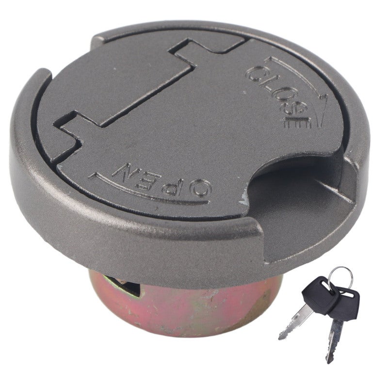 Gas Tank Cap Universal Stainless Steel - Silver Fuel Tank Cap with 2 Keys for GY6 Scooter Moped - Image 1
