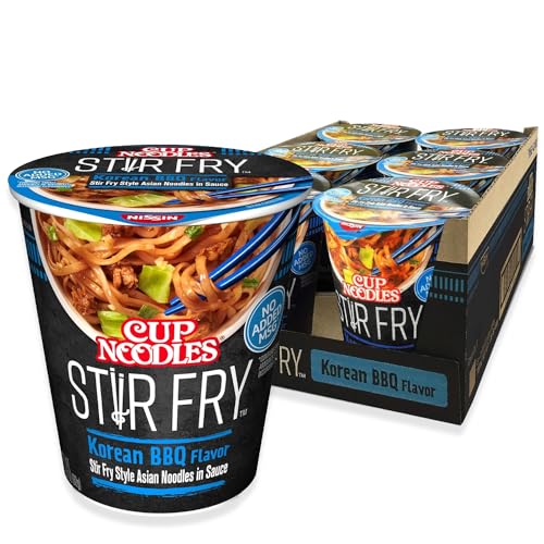 Nissin Cup Noodles Stir Fry Noodles in Sauce, Korean BBQ, 2.89 Ounce (Pack of 6) - Image 1