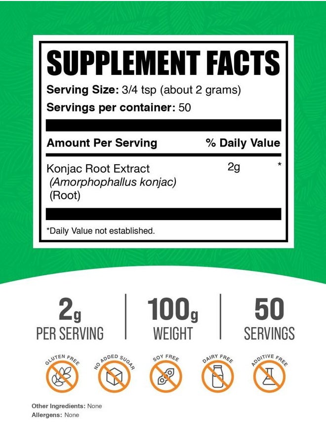 BULKSUPPLEMENTS.COM - .com Glucomannan Powder - from Konjac Root Extract Powder, Glucomannan Supplements - Gluten Free, 2g per Serving, 100g (3.5 oz) (Pack of 1) - Image 1