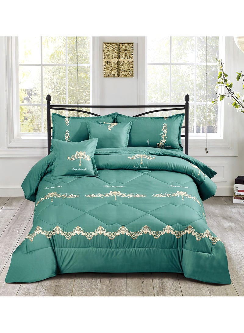 مينج لي مفرش سرير أنيق مقاس مفرد 4 قطع، يتضمن لحاف و ملاءة سرير وغطاء وسادة نوم و غطاء وسادة ديكور، لحاف خفيف الوزن ويستخدم على الاتجاهين، مناسب لجميع الفصول - Image 1