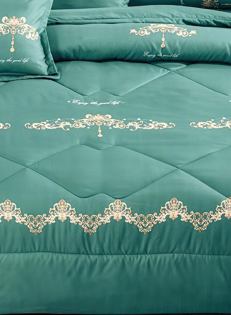 مينج لي مفرش سرير أنيق مقاس مفرد 4 قطع، يتضمن لحاف و ملاءة سرير وغطاء وسادة نوم و غطاء وسادة ديكور، لحاف خفيف الوزن ويستخدم على الاتجاهين، مناسب لجميع الفصول - Image 5