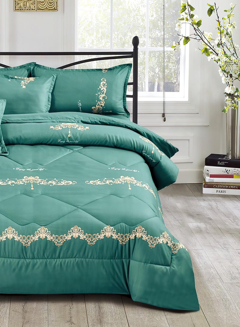 مينج لي مفرش سرير أنيق مقاس مفرد 4 قطع، يتضمن لحاف و ملاءة سرير وغطاء وسادة نوم و غطاء وسادة ديكور، لحاف خفيف الوزن ويستخدم على الاتجاهين، مناسب لجميع الفصول - Image 3