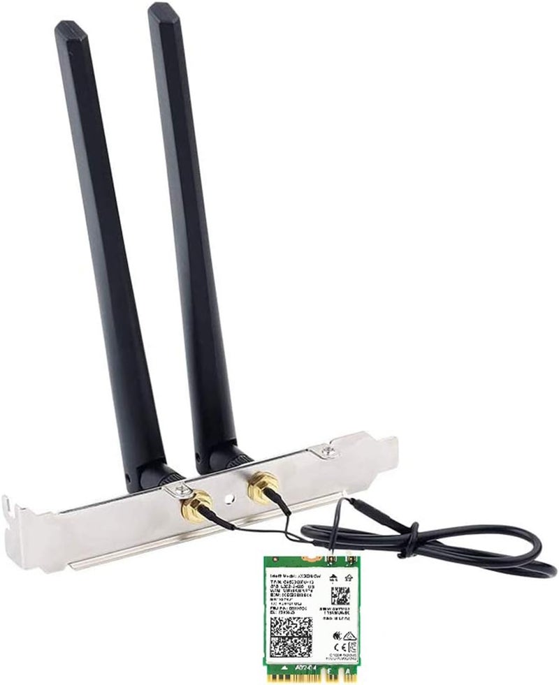 OKN AX210NGW DTK WiFi Card WiFi 6E Supports 6GHz, 2230, 2x2 AX+BT 5.3+Tri-Band, Includes RF Cable (11 inch), 5dBi High Gain Antennas and Low-Profile Brackets - Image 1