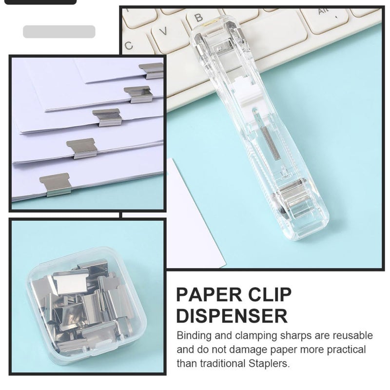 White No Staple Stapler Set With Refill Clips For Home Office Desk - Image 4