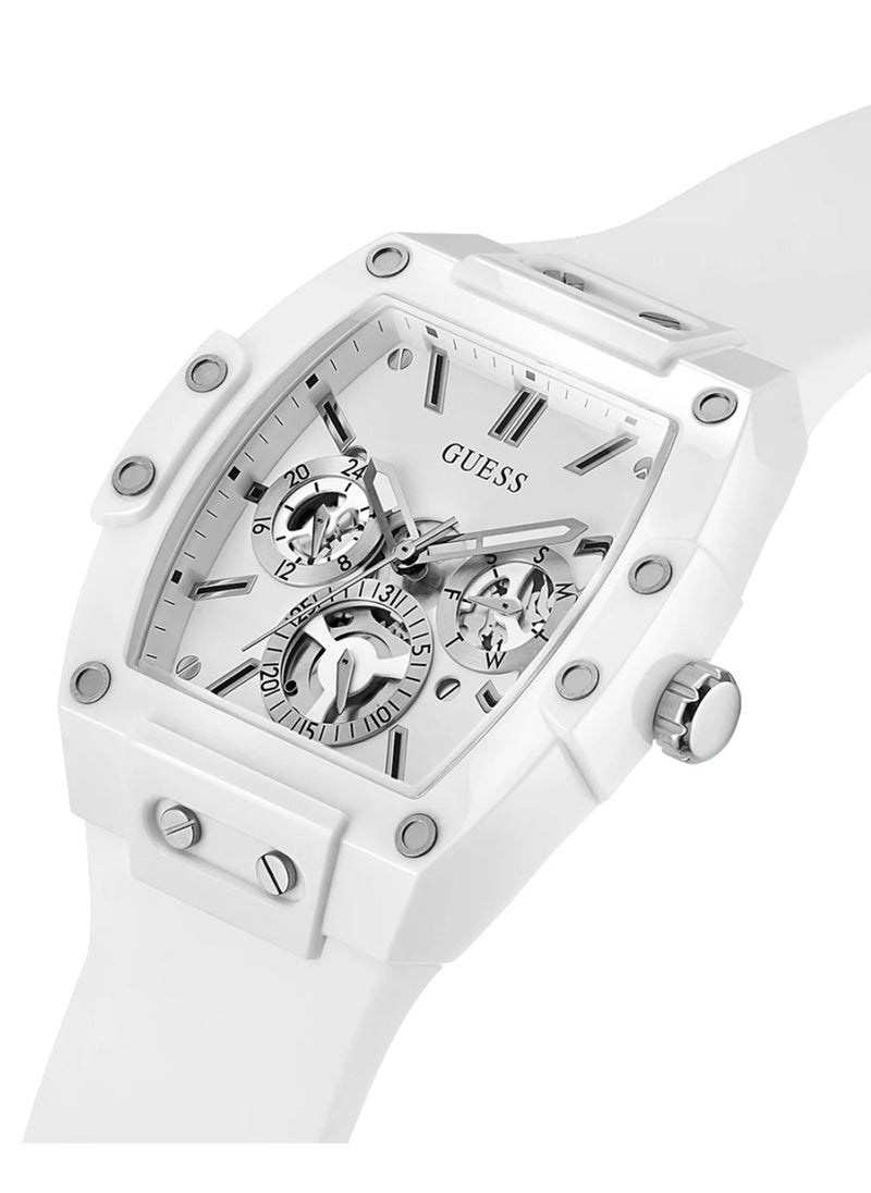 GUESS ساعة جيس للرجال بهيكل أبيض من السيليكون باللون الأبيض GW0203G2  - Image 4