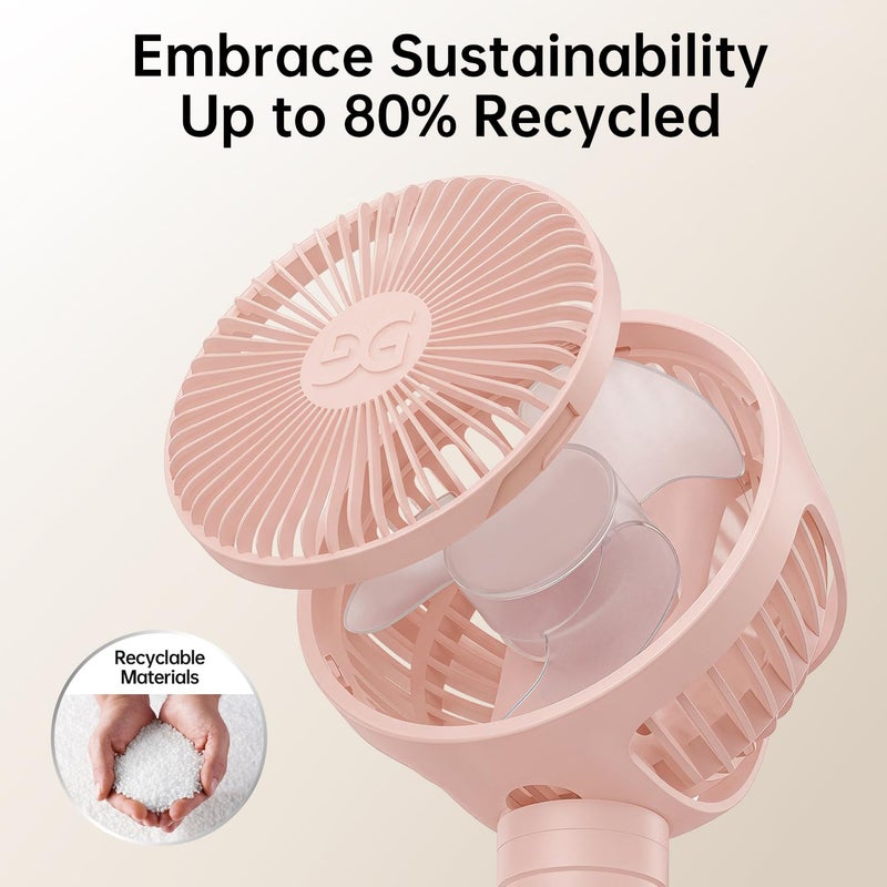 GUSGU Stroller Fan Clip on for Baby, Flexible Tripod & Rechargeable Battery, Small Personal Fan, Mini Portable Fan for Travel, Handheld, Car (Pink) - Image 5
