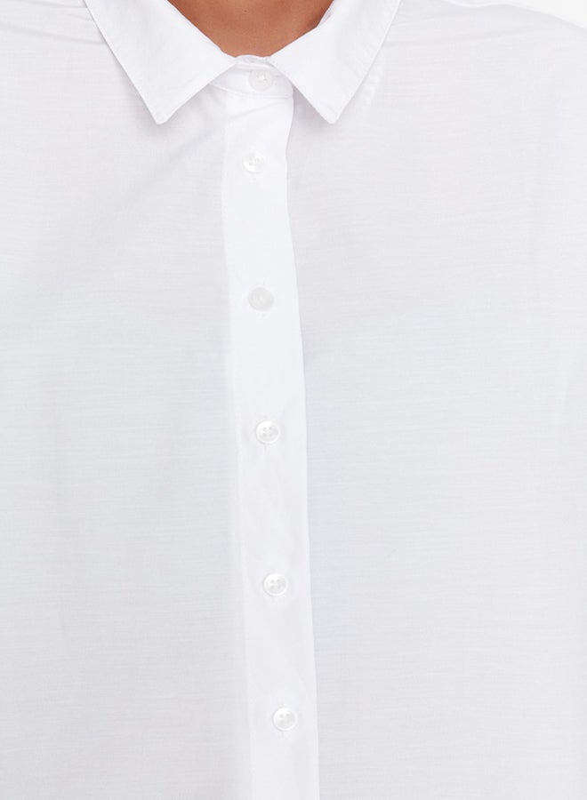 trendyol White Loose Fit Cotton Woven Shirt - Image 4