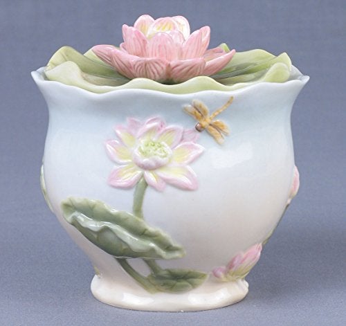 US US 6 Inch Pale Blue and White Glazed Porcelain Pink Lotus Sugar Bowl  - Image 2