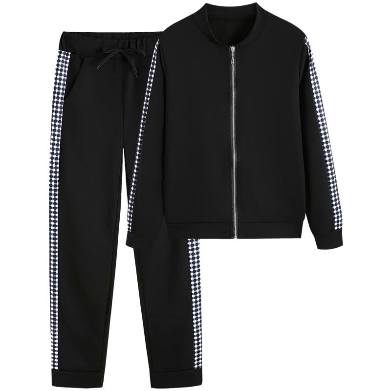 amropi Women's 2 Piece Tracksuit Sweatsuits Sets Zipper Sweatshirt and Jogging Sweatpants Suit Black, S - Image 1