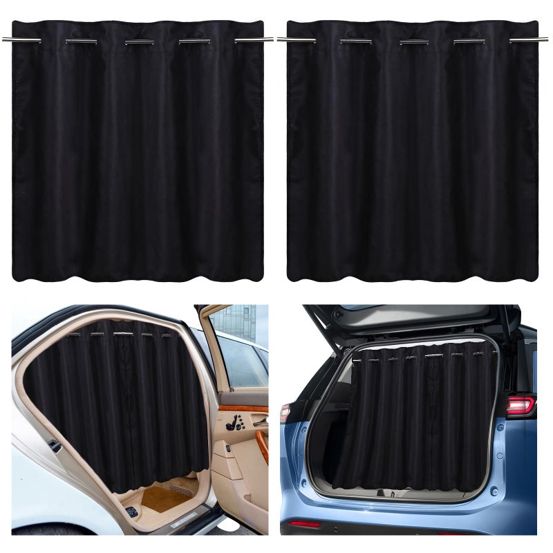 XCBYT Car Window Shades Upgrade 2 Pack Car Privacy Curtians with Rods for Baby 99 Light Block Window Covers for Camping Napping Sleeping Breastfeeding Cloth Changing - Image 2