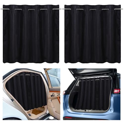 XCBYT Car Window Shades Upgrade 2 Pack Car Privacy Curtians with Rods for Baby 99 Light Block Window Covers for Camping Napping Sleeping Breastfeeding Cloth Changing - Image 1