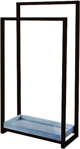INDIAN DECOR INDIAN DECOR XL21761 Pedestal 2Tier Metal Construction Towel Rack with Metal Tray Black Frame with White Tray  - Image 1