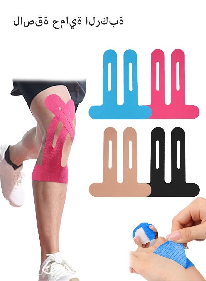 Lemon 4 Pcs Precut Kinesiology Tape for Knees, Knee Support & Stability, Knee Pain Relief Athletic Tape - Waterproof & Elastic, Breathable Hypoallergenic Latex-Free Tape - Image 1