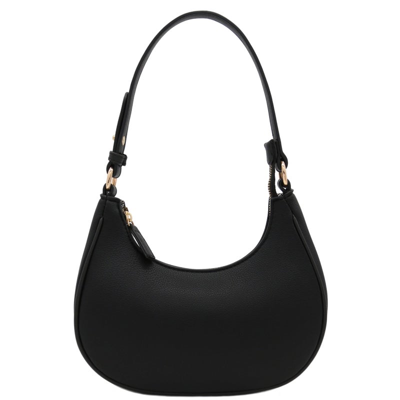 FashionPuzzle FashionPuzzle Small Crescent Shoulder Bag Underarm Purse (Black)  - Image 1
