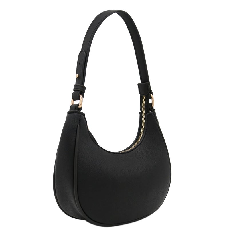 FashionPuzzle FashionPuzzle Small Crescent Shoulder Bag Underarm Purse (Black)  - Image 2