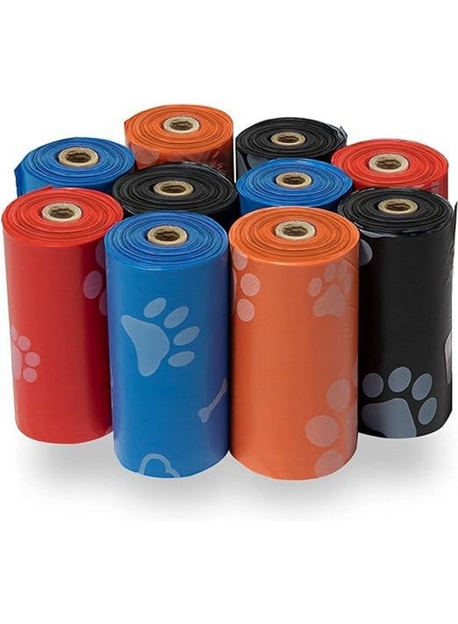 أكياس نفايات بلاستيكية متعددة الأغراض سميكة وقوية ومضادة للتسرب مطبوعة على شكل مخالب/عظام قابلة للتحلل البيولوجي، 10 لفات في عبوة واحدة، 150 كيس نفايات - متعدد الألوان - Image 1