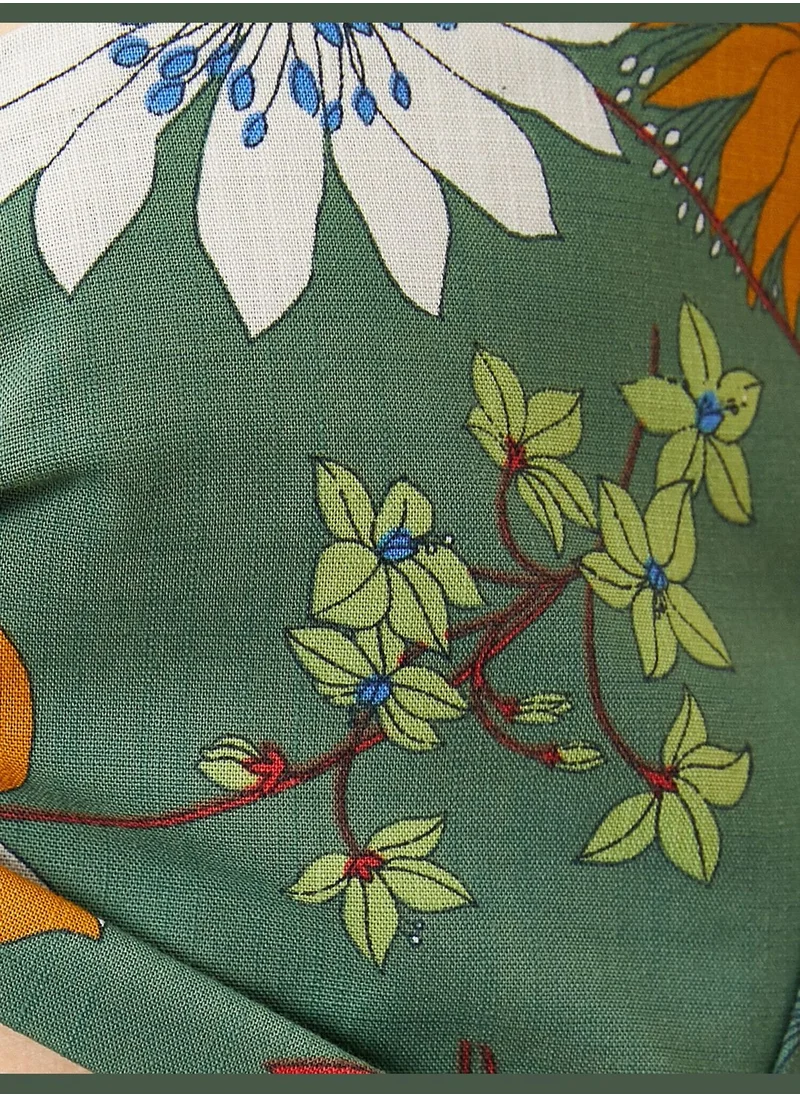 KOTON Cotton Flower Printed Bow Tie Tank Top