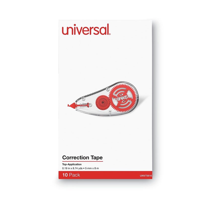 Universal UNV75616 0.2 in. x 315 in. Non-Refillable Correction Tape Dispenser - Transparent/Red (10/Pack) - Image 5